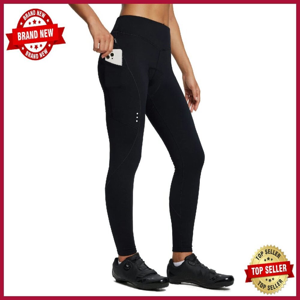 Winter Cycling Pants Fleece Lined Thermal Tights Padded Water Resistant